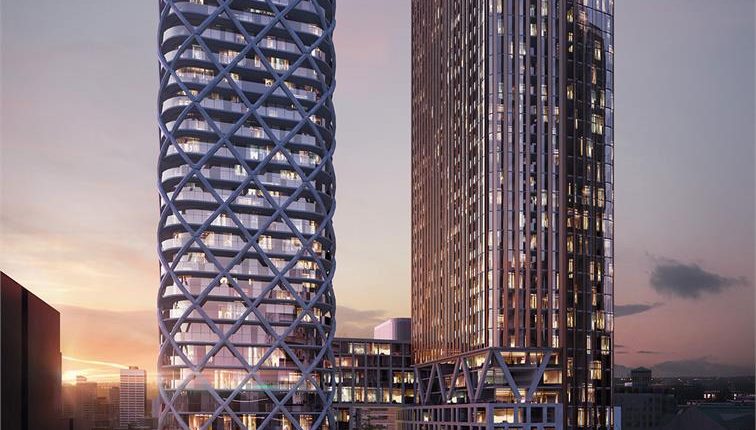 Artists' Alley Condos Exterior at dusk