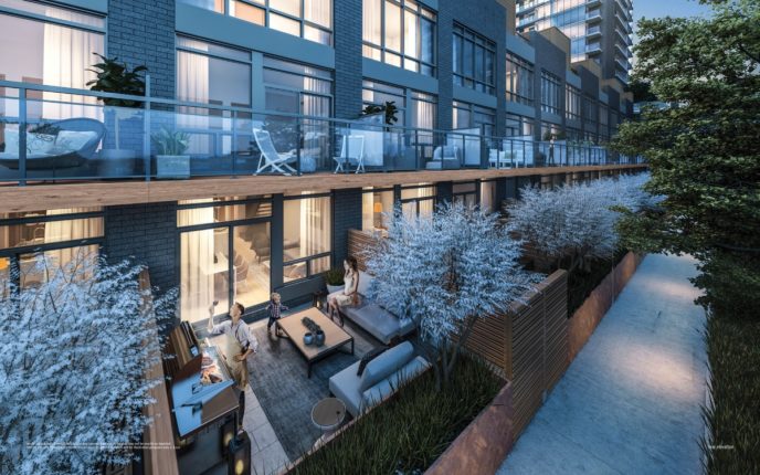 view of the private terraces at ultrasonic condos