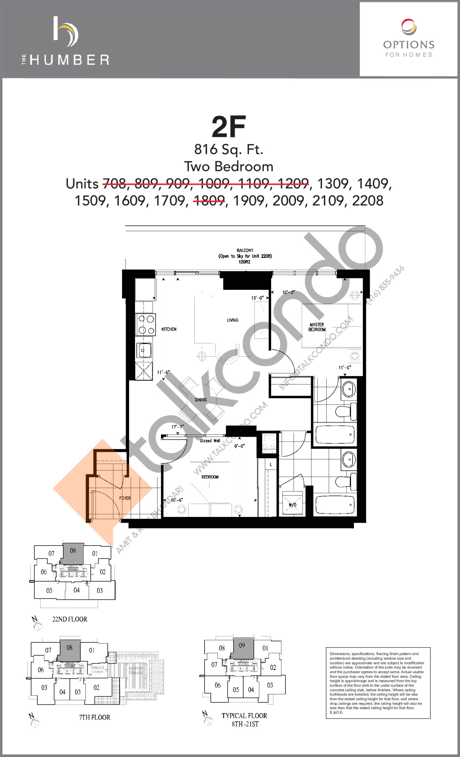 The Humber Condos 2F 816 sq.ft. 2 bedrooms