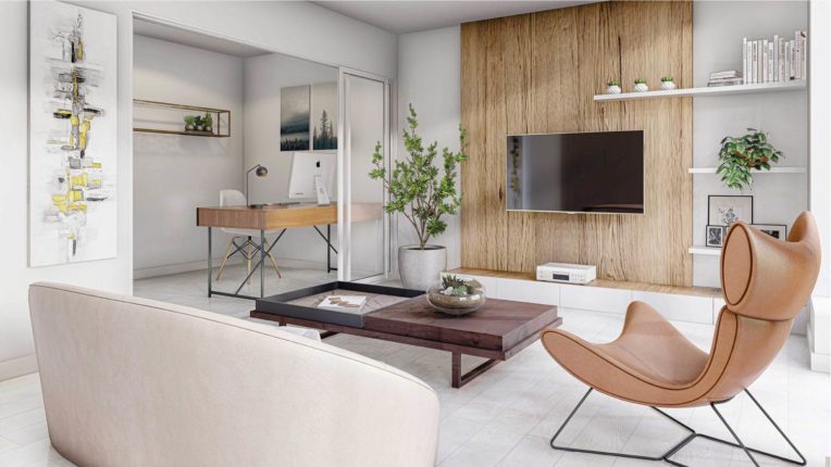 M2M Spaces Condos Den and Living Area