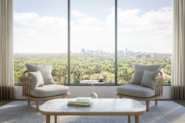 view over green space at westport condos