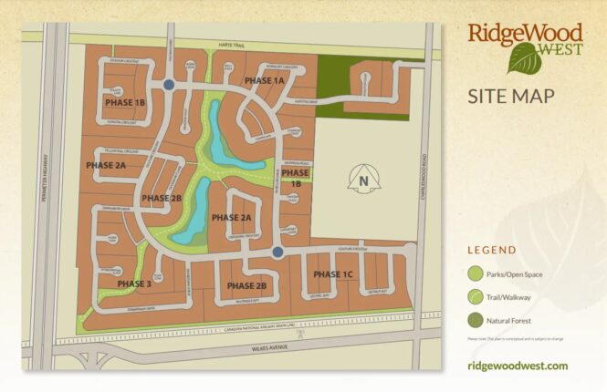 Ridgewood West by Broadview Homes Winnipeg Site Map
